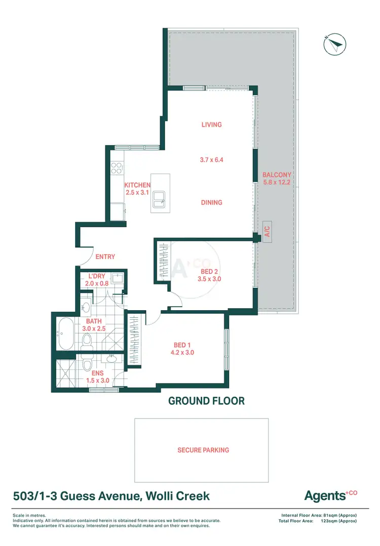 Floorplan of Homely apartment listing, 503/1-3 Guess Avenue, Wolli Creek NSW 2205