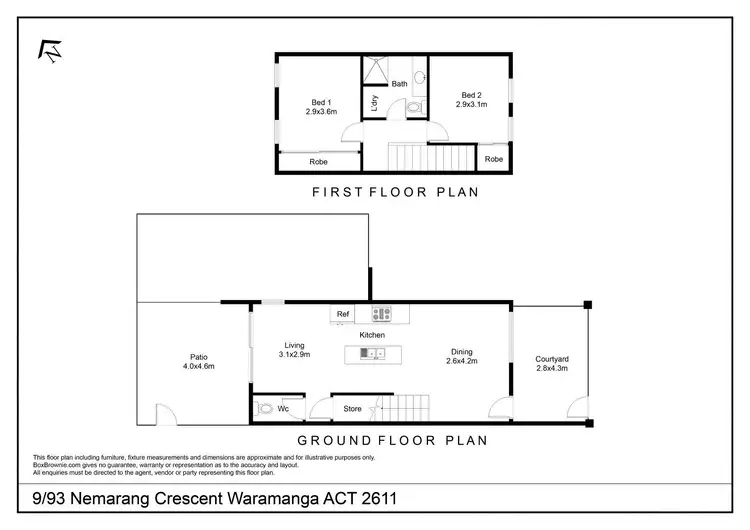 Floorplan of Homely townhouse listing, 9/93 Nemarang Crescent, Waramanga ACT 2611
