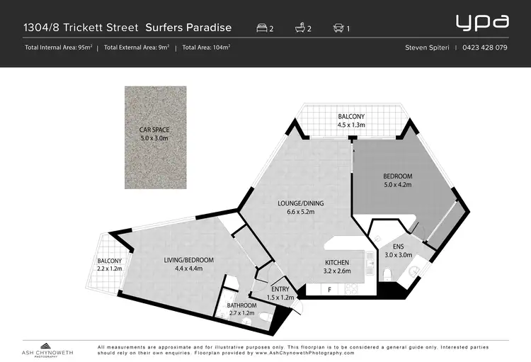 Floorplan of Homely apartment listing, 1304/8-12 Trickett Street, Surfers Paradise QLD 4217