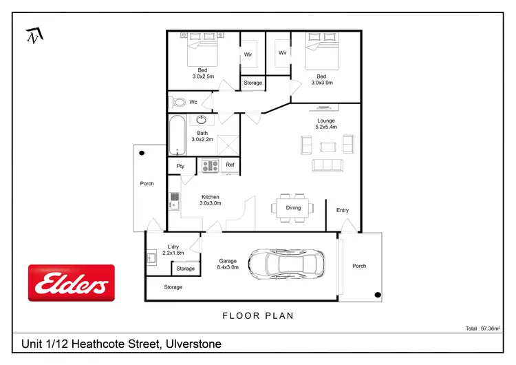 Floorplan of Homely unit listing, 1/12 Heathcote Street, Ulverstone TAS 7315