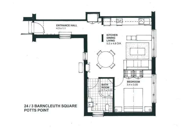 Floorplan of Homely apartment listing, 24/3 Barncleuth Square, Potts Point NSW 2011