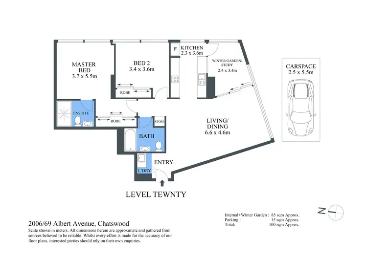 Floorplan of Homely apartment listing, 2006/69 Albert Avenue, Chatswood NSW 2067