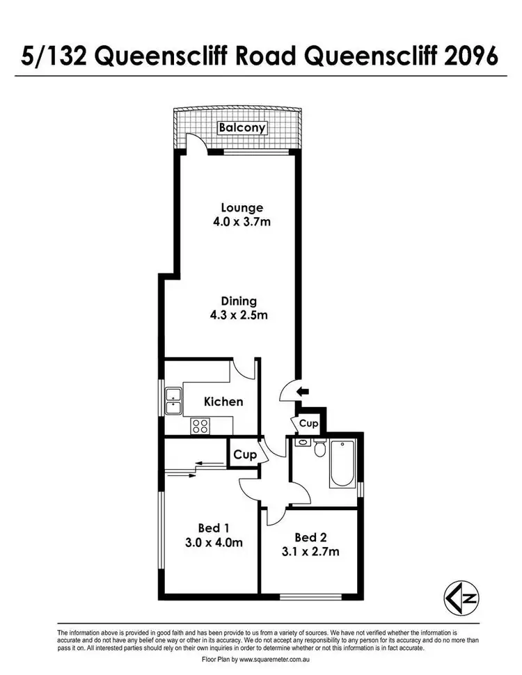 Floorplan of Homely unit listing, 5/132 Queenscliff Road, Queenscliff NSW 2096