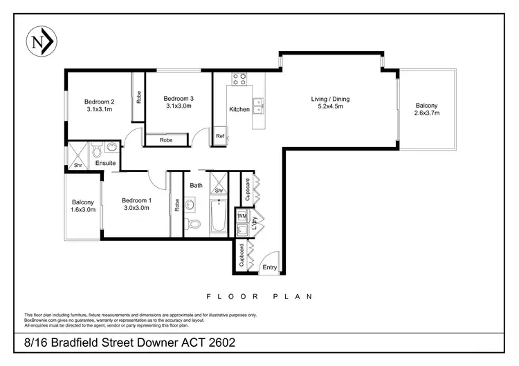 Floorplan of Homely apartment listing, 8/16 Bradfield Street, Downer ACT 2602
