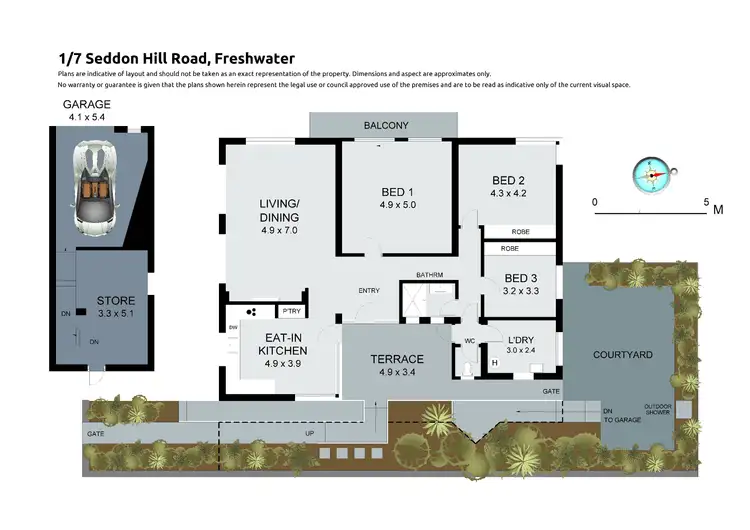 Floorplan of Homely semi-detached listing, 1/7 Seddon Hill Road, Freshwater NSW 2096