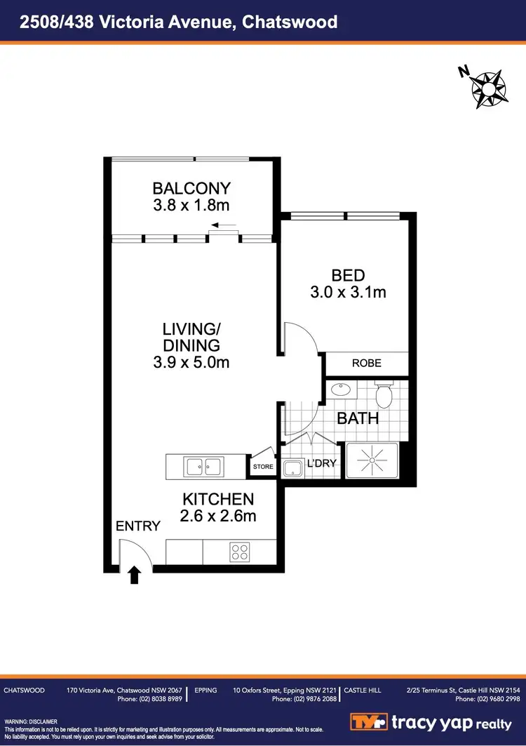 Floorplan of Homely apartment listing, 2508/438 Victoria Avenue, Chatswood NSW 2067