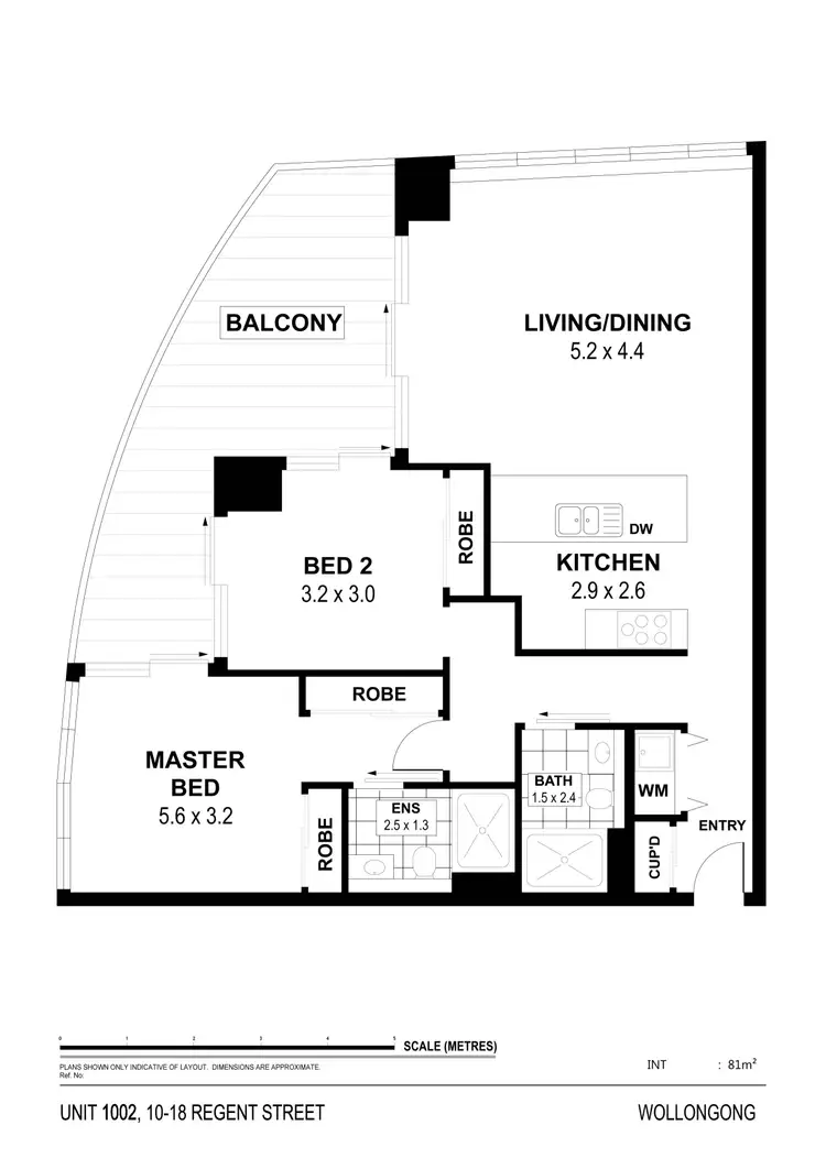 Floorplan of Homely unit listing, 1002/10-18 Regent Street, Wollongong NSW 2500
