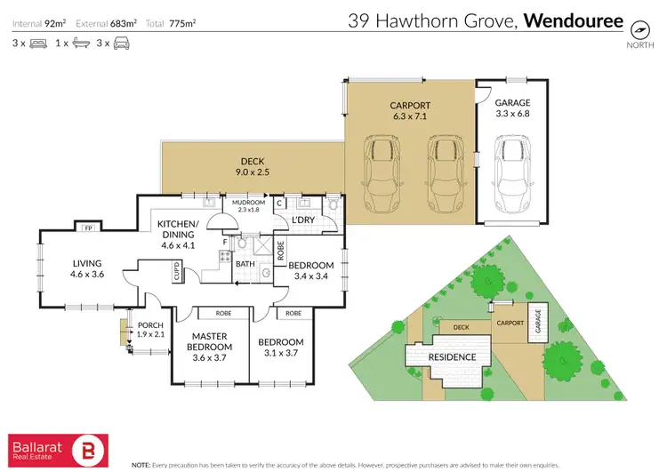 Floorplan of Homely house listing, 39 Hawthorn Grove, Wendouree VIC 3355
