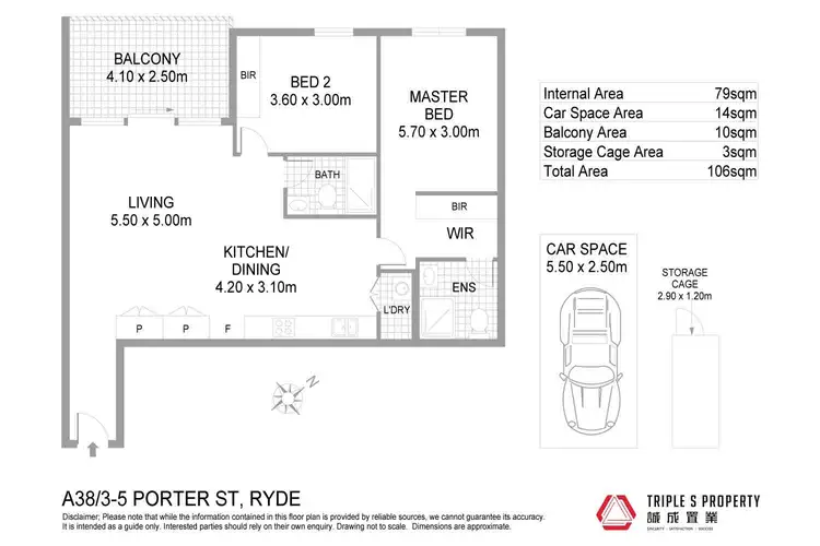Floorplan of Homely apartment listing, A38/3-5 Porter Street, Ryde NSW 2112