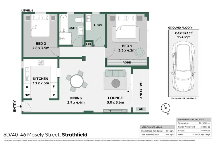 Floorplan of Homely apartment listing, 6D/40-46 Mosely Street, Strathfield NSW 2135