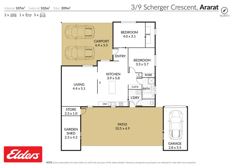 Floorplan of Homely unit listing, 3/9 Scherger Crescent, Ararat VIC 3377