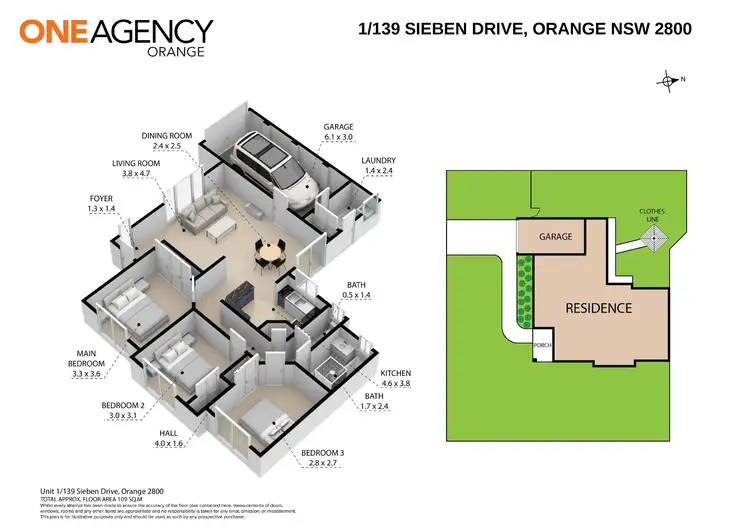 Floorplan of Homely semi-detached listing, 1/139 Sieben Drive, Orange NSW 2800