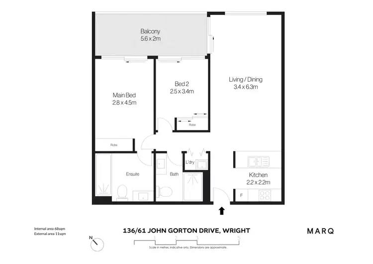 Floorplan of Homely apartment listing, 136/61 John Gorton Drive, Wright ACT 2611