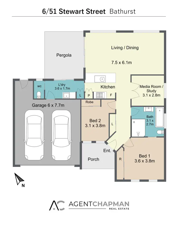 Floorplan of Homely unit listing, 6/51 Stewart Street, Bathurst NSW 2795