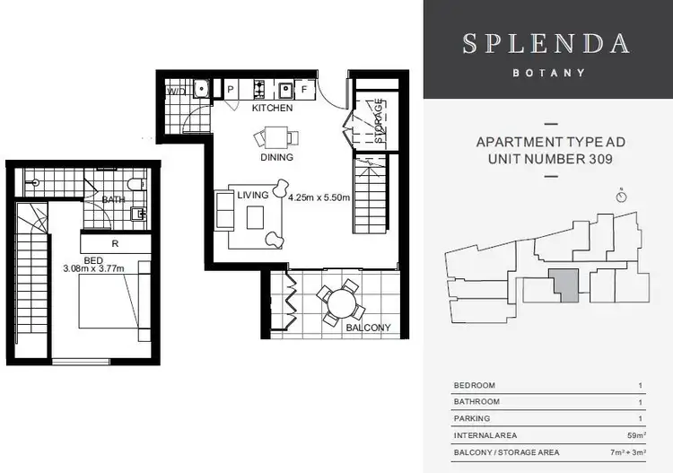 Floorplan of Homely apartment listing, 309/1445-1447 Botany Road, Botany NSW 2019