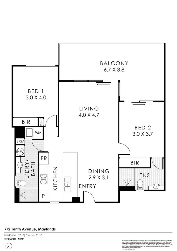 Floorplan of Homely apartment listing, 7/2 Tenth Avenue, Maylands WA 6051