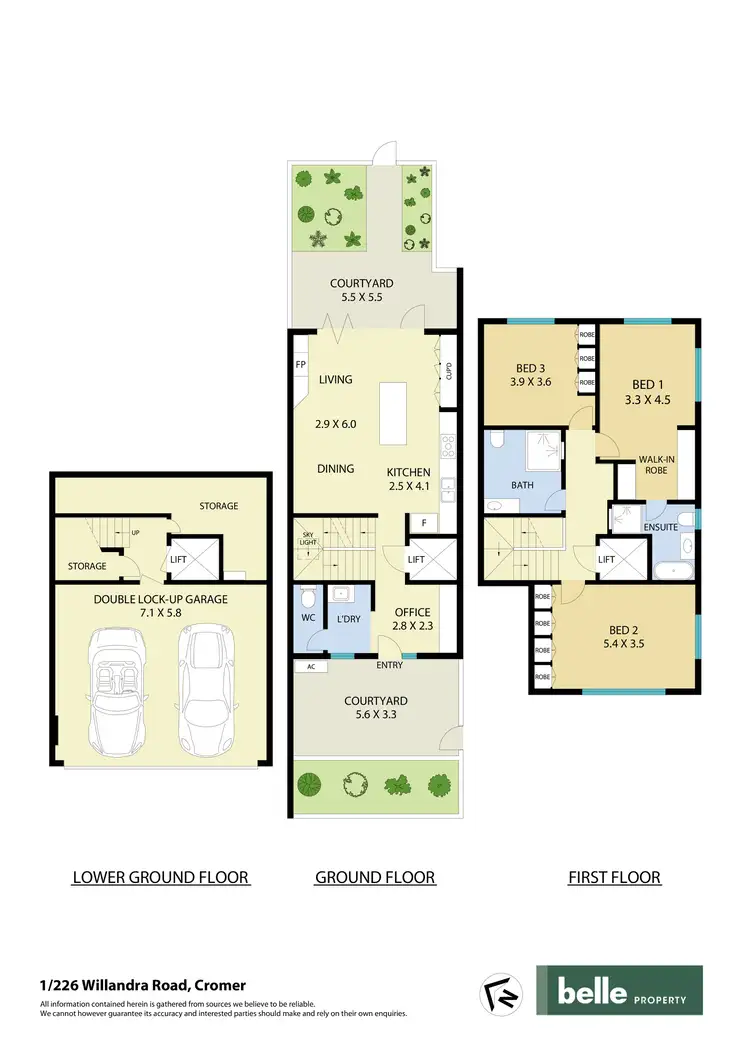 Floorplan of Homely townhouse listing, 1/226 Willandra Road, Cromer NSW 2099