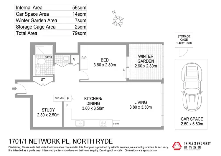 Floorplan of Homely apartment listing, Level 17/1701/1 Network Place, North Ryde NSW 2113