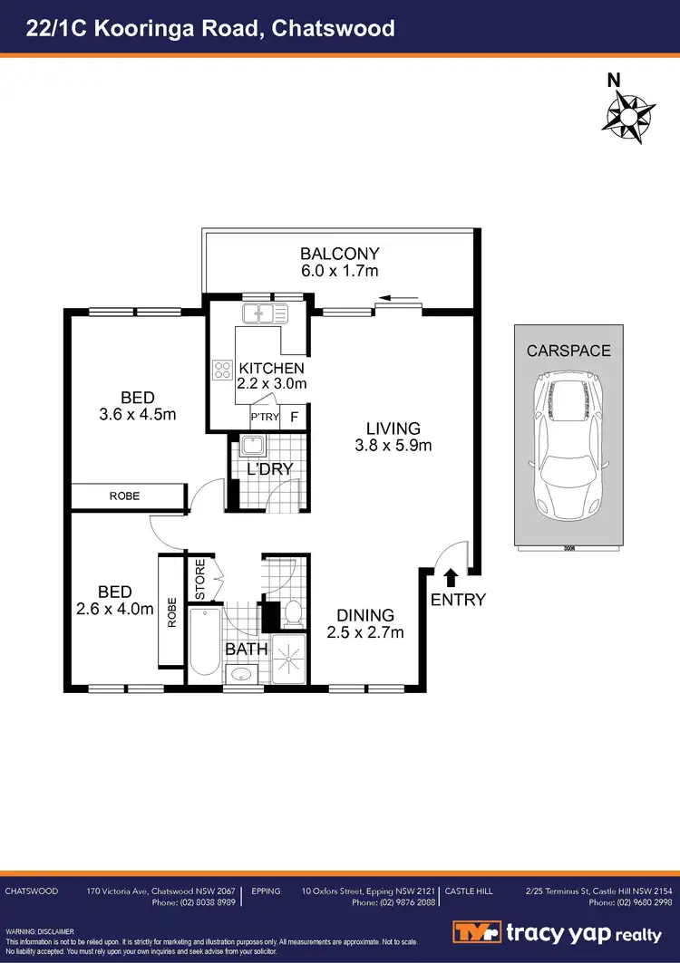 Floorplan of Homely unit listing, 22/1C Kooringa Road, Chatswood NSW 2067