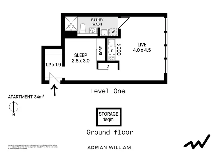 Floorplan of Homely studio listing, 2/190-192 Victoria Street, Potts Point NSW 2011