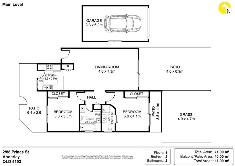 Floorplan of Homely unit listing, 2/88 Prince Street, Annerley QLD 4103