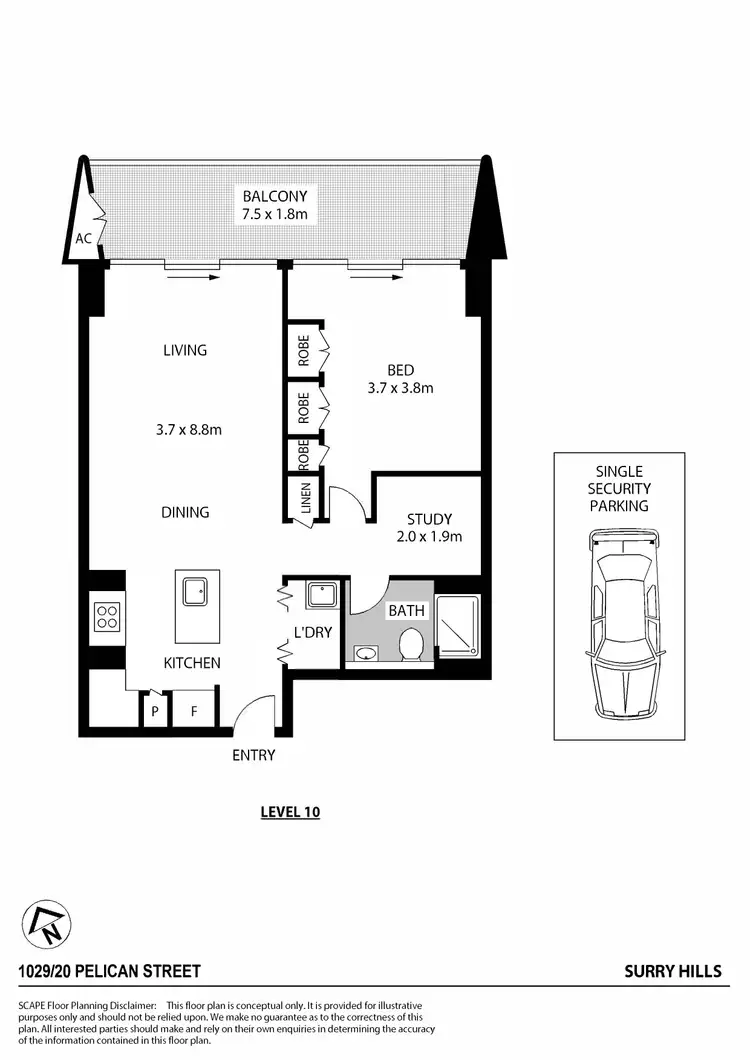 Floorplan of Homely apartment listing, 1029/20 Pelican Street, Surry Hills NSW 2010