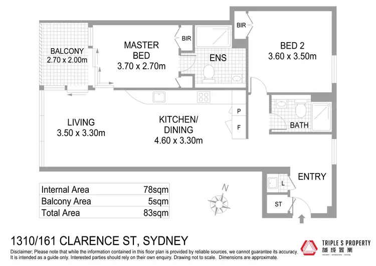Floorplan of Homely apartment listing, 1310/161 Clarence Street, Sydney NSW 2000