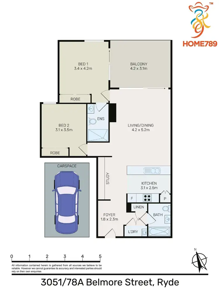 Floorplan of Homely apartment listing, 3051/78A Belmore Street, Ryde NSW 2112