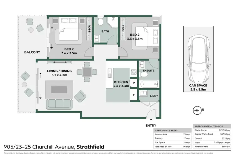 Floorplan of Homely apartment listing, 905/23-25 Churchill Avenue, Strathfield NSW 2135