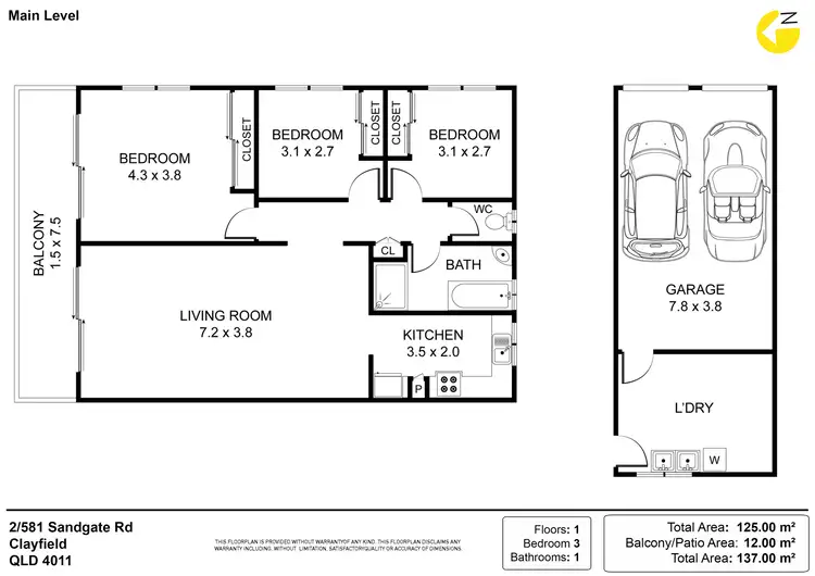 Floorplan of Homely unit listing, 2/581 Sandgate Road, Clayfield QLD 4011