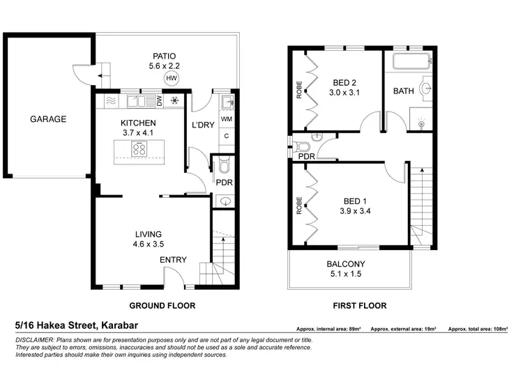 Floorplan of Homely townhouse listing, 5/16 Hakea Street, Karabar NSW 2620