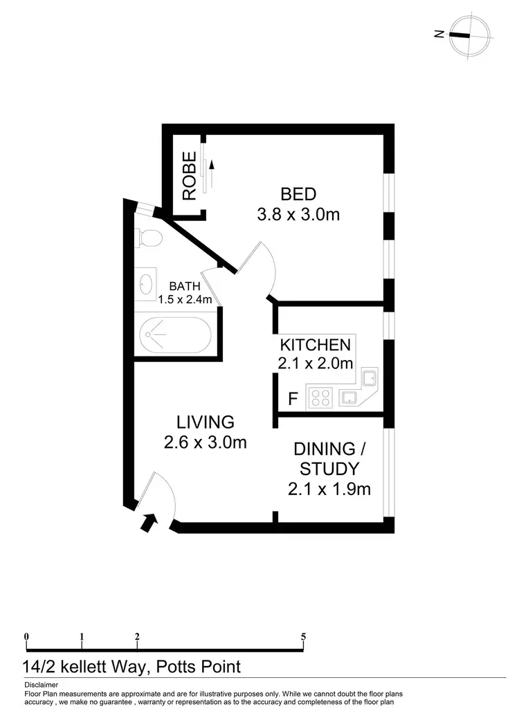 Floorplan of Homely apartment listing, 14/2 Kellett Way, Potts Point NSW 2011