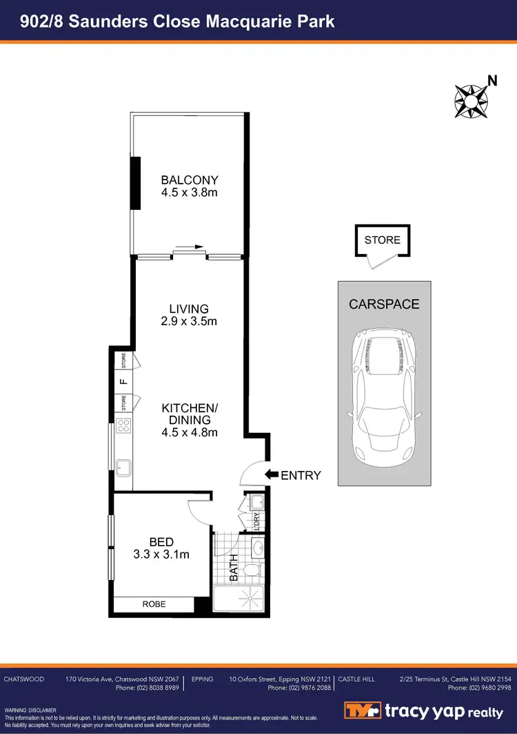 Floorplan of Homely apartment listing, 902/8 Saunders Close, Macquarie Park NSW 2113