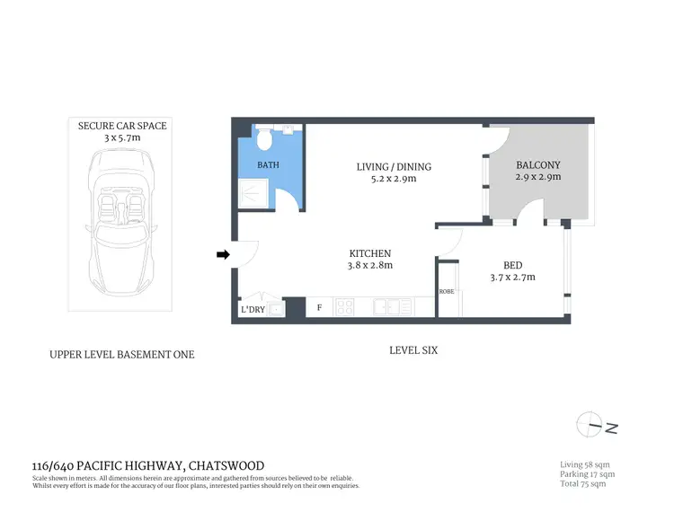 Floorplan of Homely apartment listing, 116/640 Pacific Highway, Chatswood NSW 2067