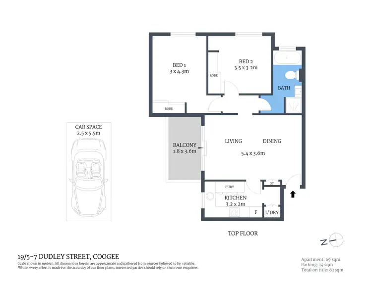 Floorplan of Homely apartment listing, 19/5-7 Dudley Street, Randwick NSW 2031