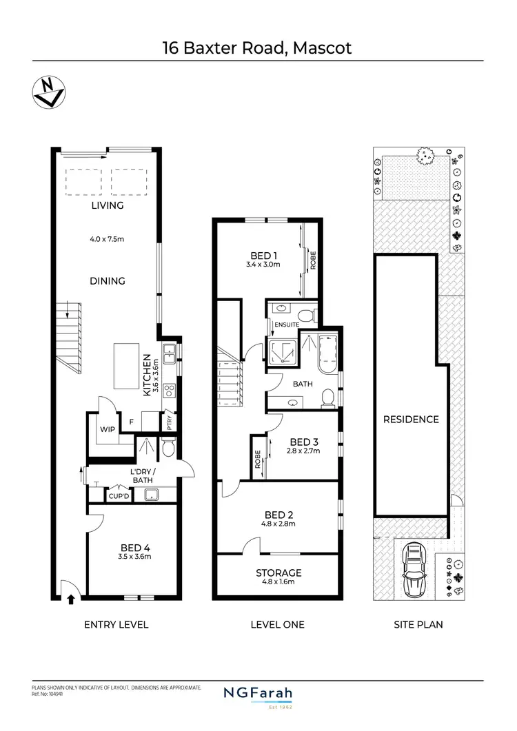 Floorplan of Homely semi-detached listing, 16 Baxter Road, Mascot NSW 2020