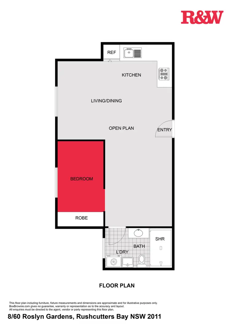 Floorplan of Homely studio listing, 8/60 Roslyn Gardens, Rushcutters Bay NSW 2011