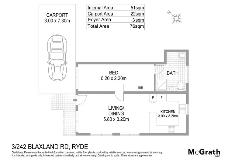 Floorplan of Homely apartment listing, 3/242 Blaxland Road, Ryde NSW 2112