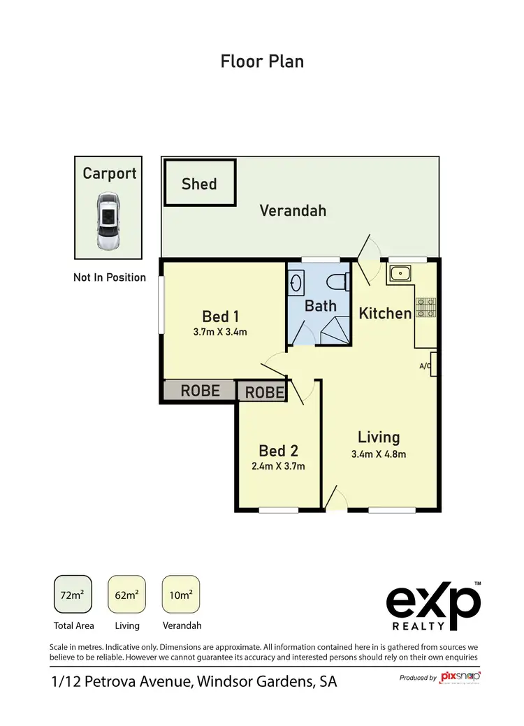 Floorplan of Homely unit listing, 1/12 Petrova Avenue, Windsor Gardens SA 5087