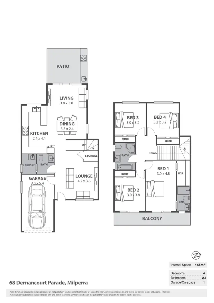 Floorplan of Homely semi-detached listing, 68 Dernancourt Parade, Milperra NSW 2214