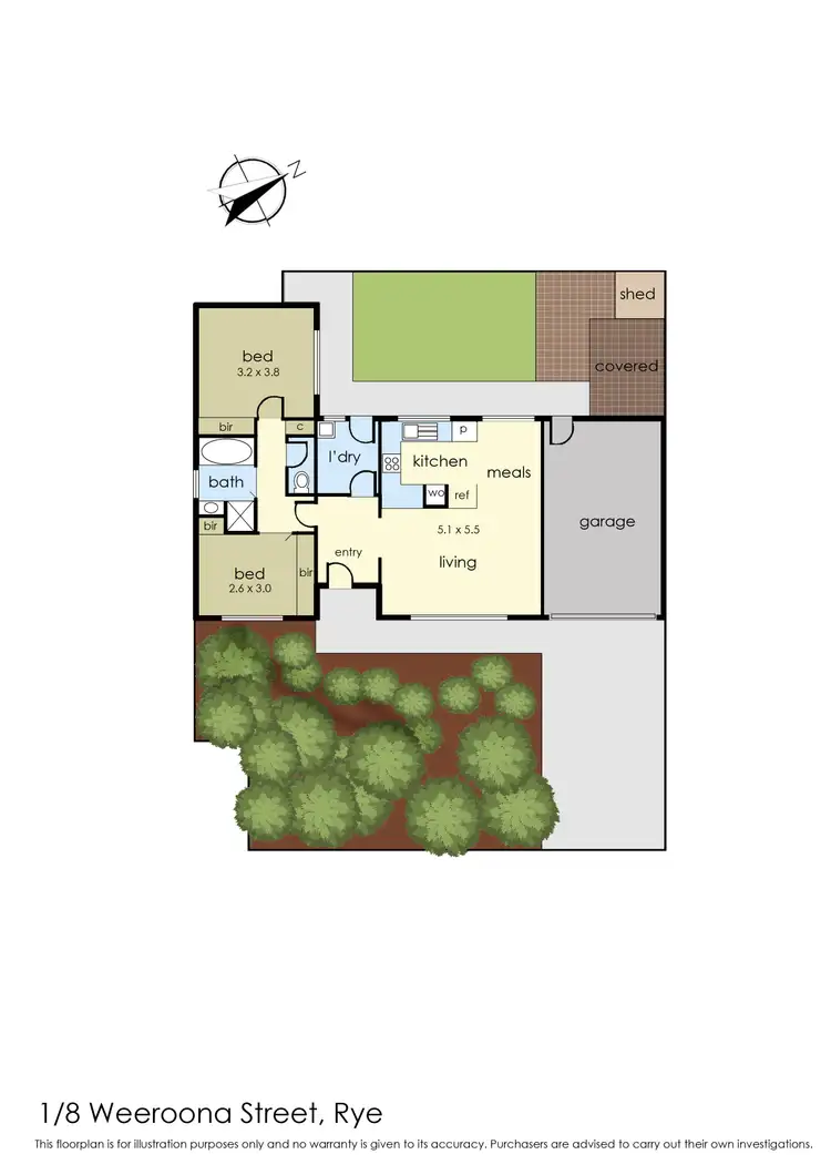 Floorplan of Homely unit listing, 1/8 Weeroona Street, Rye VIC 3941