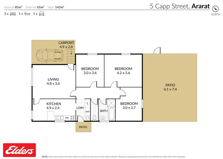 Floorplan of Homely house listing, 5 Capp Street, Ararat VIC 3377
