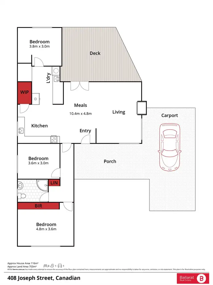 Floorplan of Homely house listing, 408 Joseph Street, Canadian VIC 3350