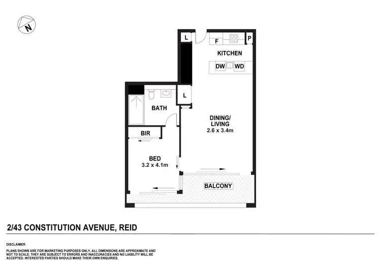Floorplan of Homely apartment listing, 2/43 Constitution Avenue, Reid ACT 2612