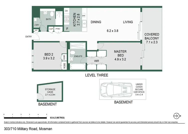 Floorplan of Homely apartment listing, 303/710 Military Road, Mosman NSW 2088