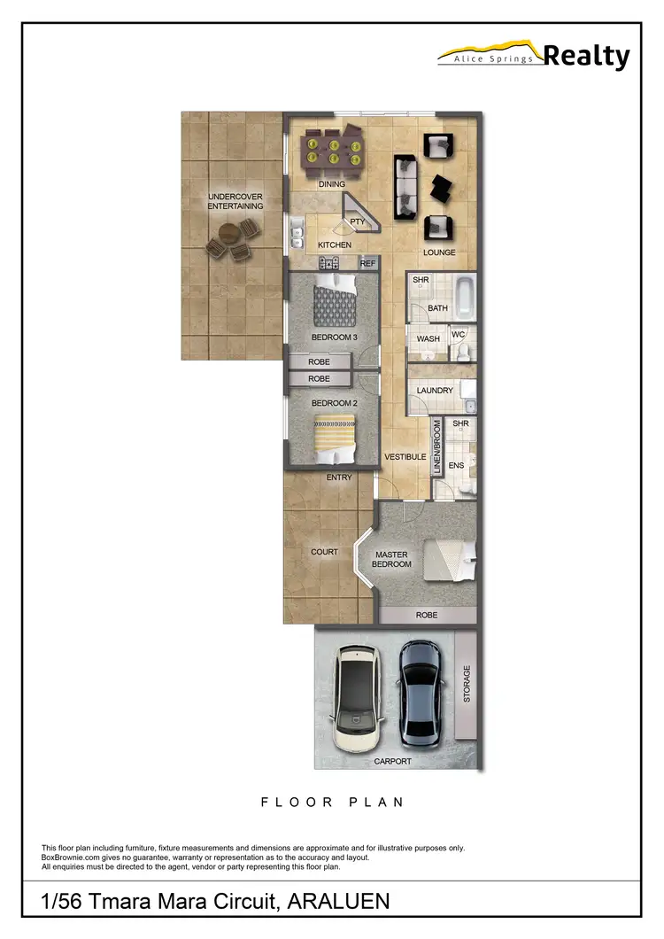 Floorplan of Homely semi-detached listing, 1/56 Tmara Mara Circuit, Araluen NT 870