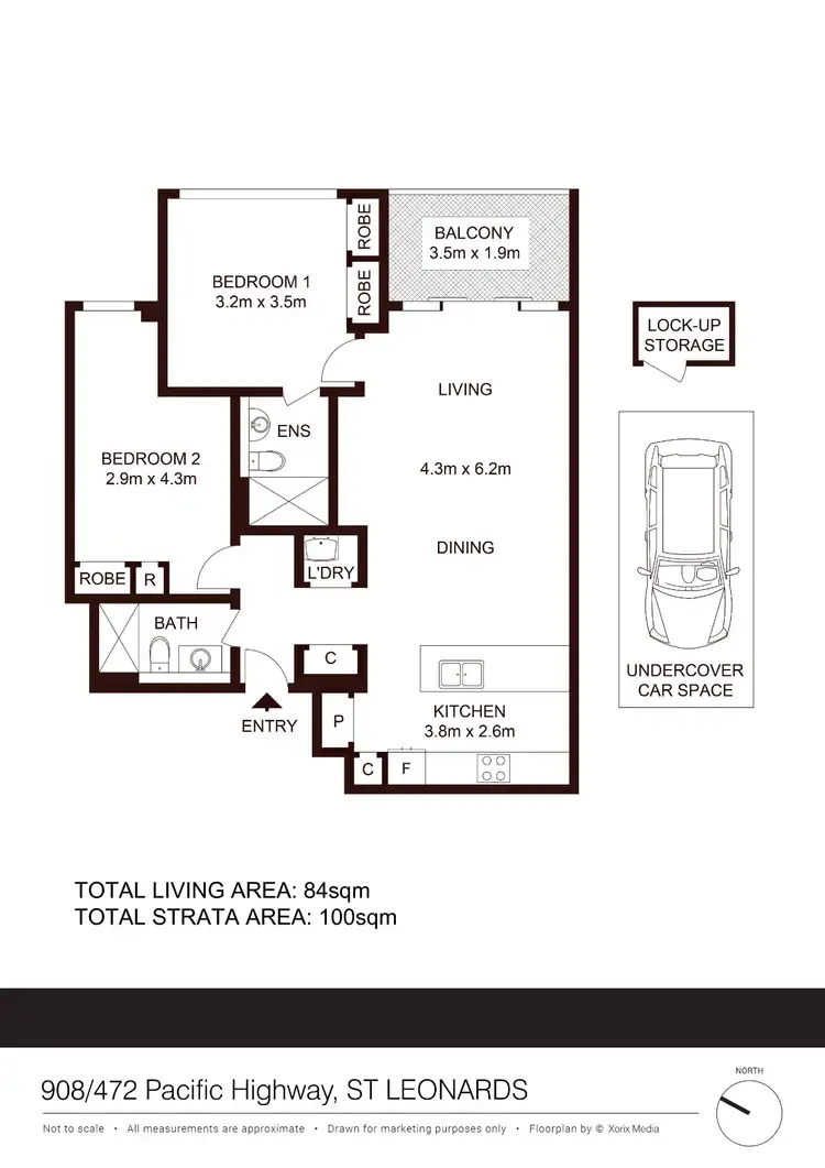 Floorplan of Homely apartment listing, 908/472 Pacific Highway, St Leonards NSW 2065