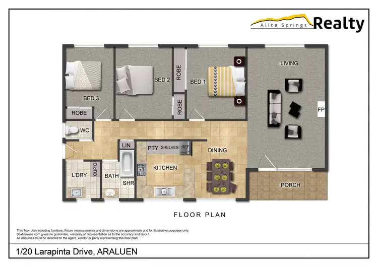 Floorplan of Homely semi-detached listing, 1/20 Larapinta Drive, Araluen NT 870
