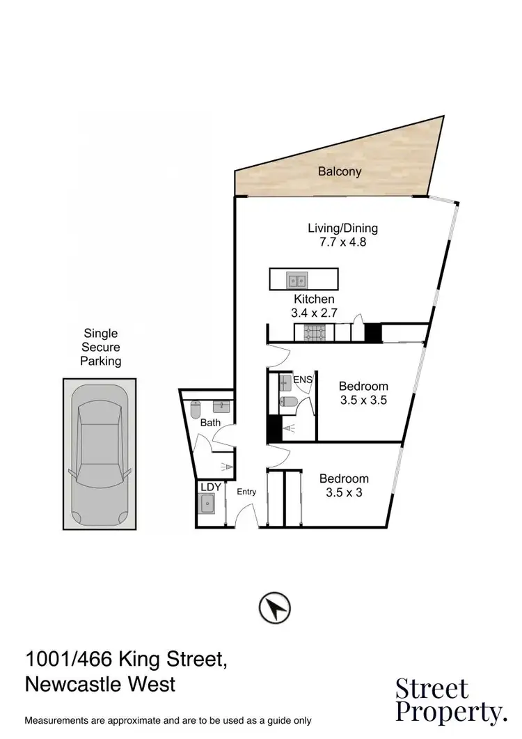 Floorplan of Homely apartment listing, 1001/466 King Street, Newcastle West NSW 2302