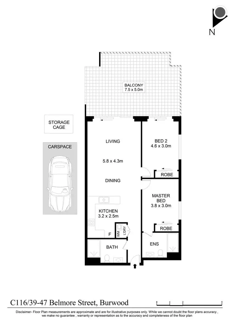Floorplan of Homely apartment listing, Level 1/116/39 Belmore Street, Burwood NSW 2134